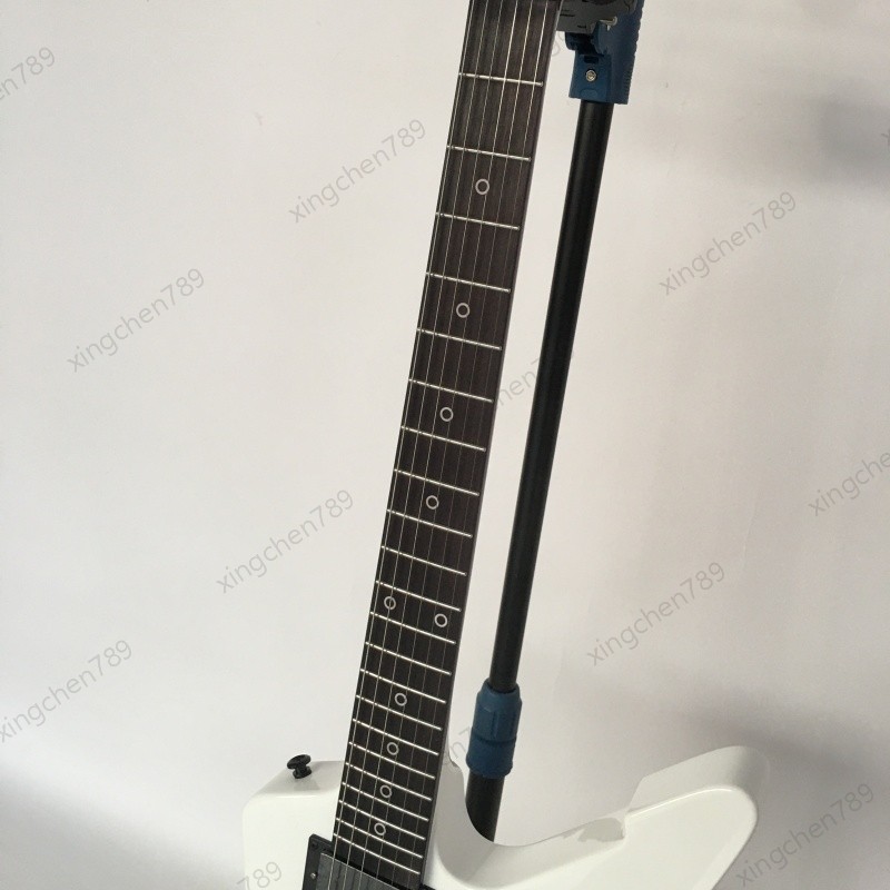 Hard Rock Solid Body Electric Guitar Glossy White Stainless Rounded fret Edge