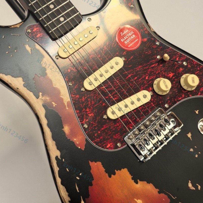 Heavy Aged Solid Body Electric Guitar Stainless Rounded Fret Edge Bone Nut Local