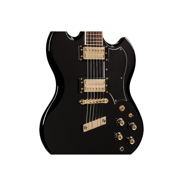 Guild Polara Kim Thayil Electric Guitar with HB-1 Pickup & Gold Hardware (Black)