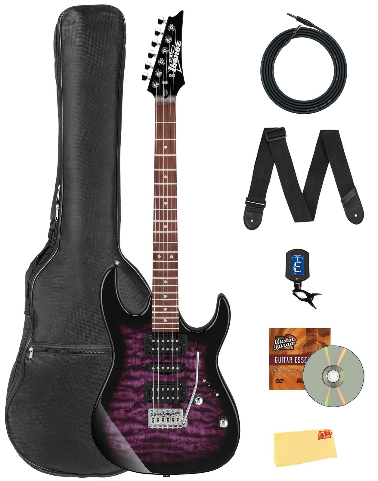 Ibanez GRX70QA RG Gio Electric Guitar – Transparent Violet Sunburst w/ Gig Bag