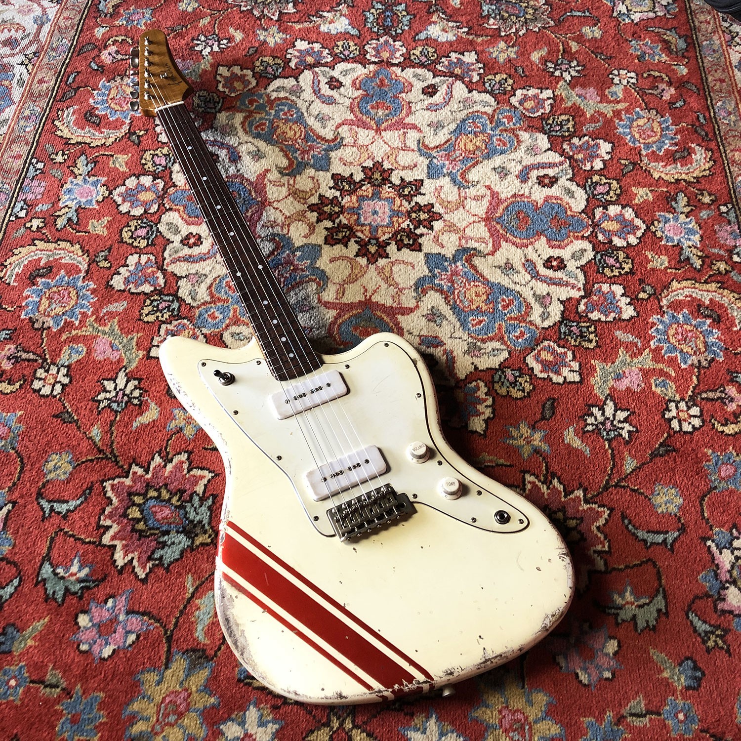 FRANCHIN Neptune Guitar Race Stripe Relic Aged Nitro Jazzmaster Styl*MADETOORER