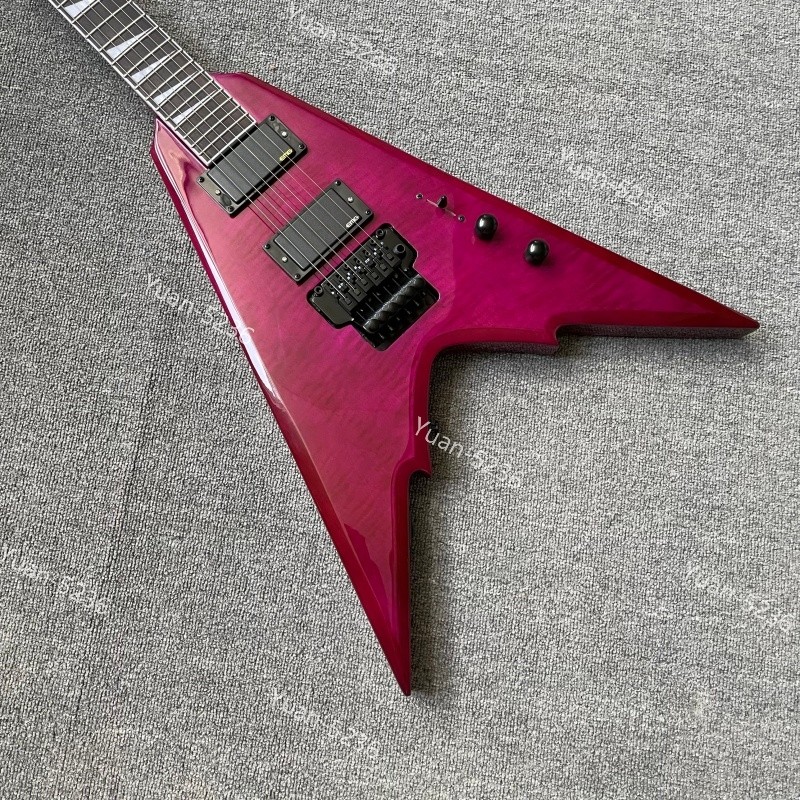Solid Body Electric Guitar Trans Purple Flame H-H Active Pickups FR Bridge