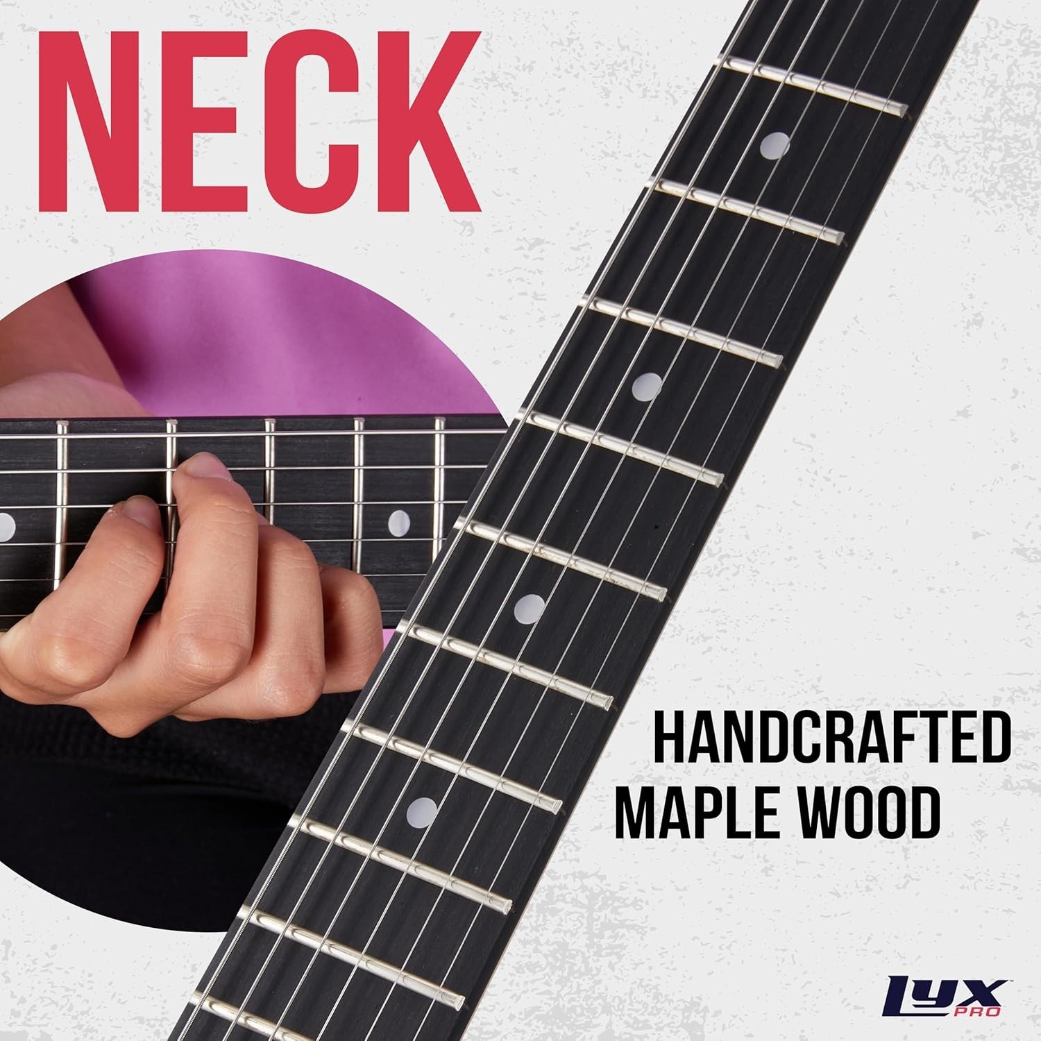 LyxPro CS 30in Left Hand Electric Guitar Kit Amp Cable 6 Picks Guide Red