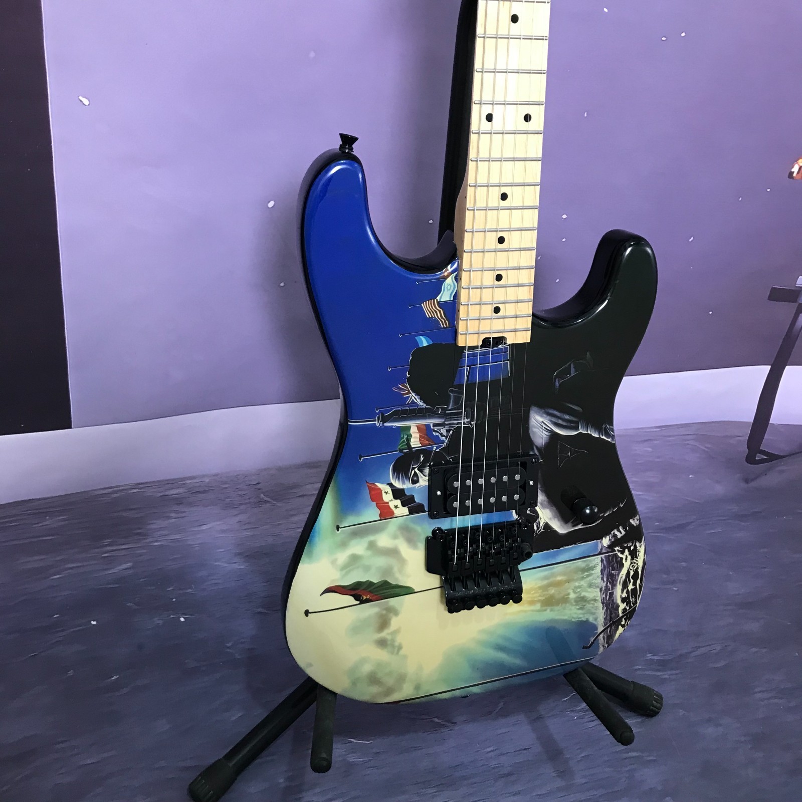 Factory custom blue electric guitar Jack picture top tremolo system in stock