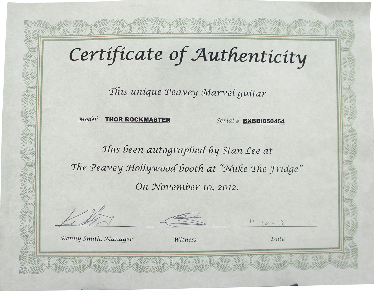 Stan Lee Signed Peavey Marvel Thor 3/4 Size Electric Guitar & Certificate!