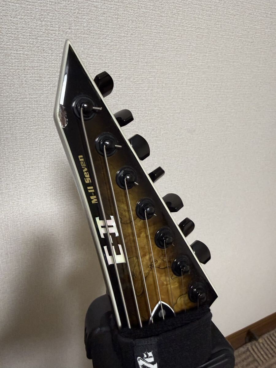 E-II M-II 7NT HS SM Dark Brown Natural Burst 7-string Guitar Bare Knuckle