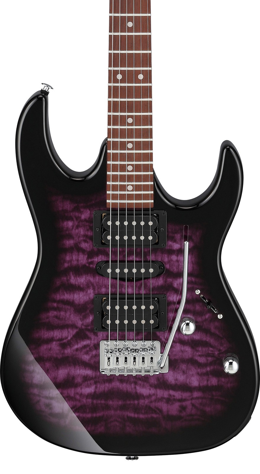 Ibanez GRX70QA RG Gio Electric Guitar – Transparent Violet Sunburst w/ Amplifier