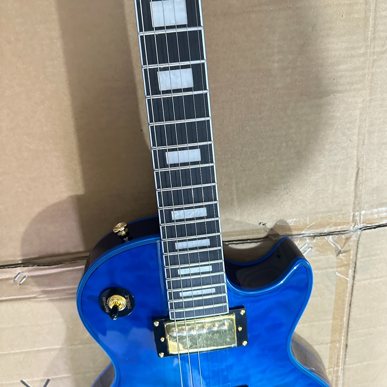 Dark Blue LP Style Electric Guitar Rosewood Fingerboard Gold Hardware