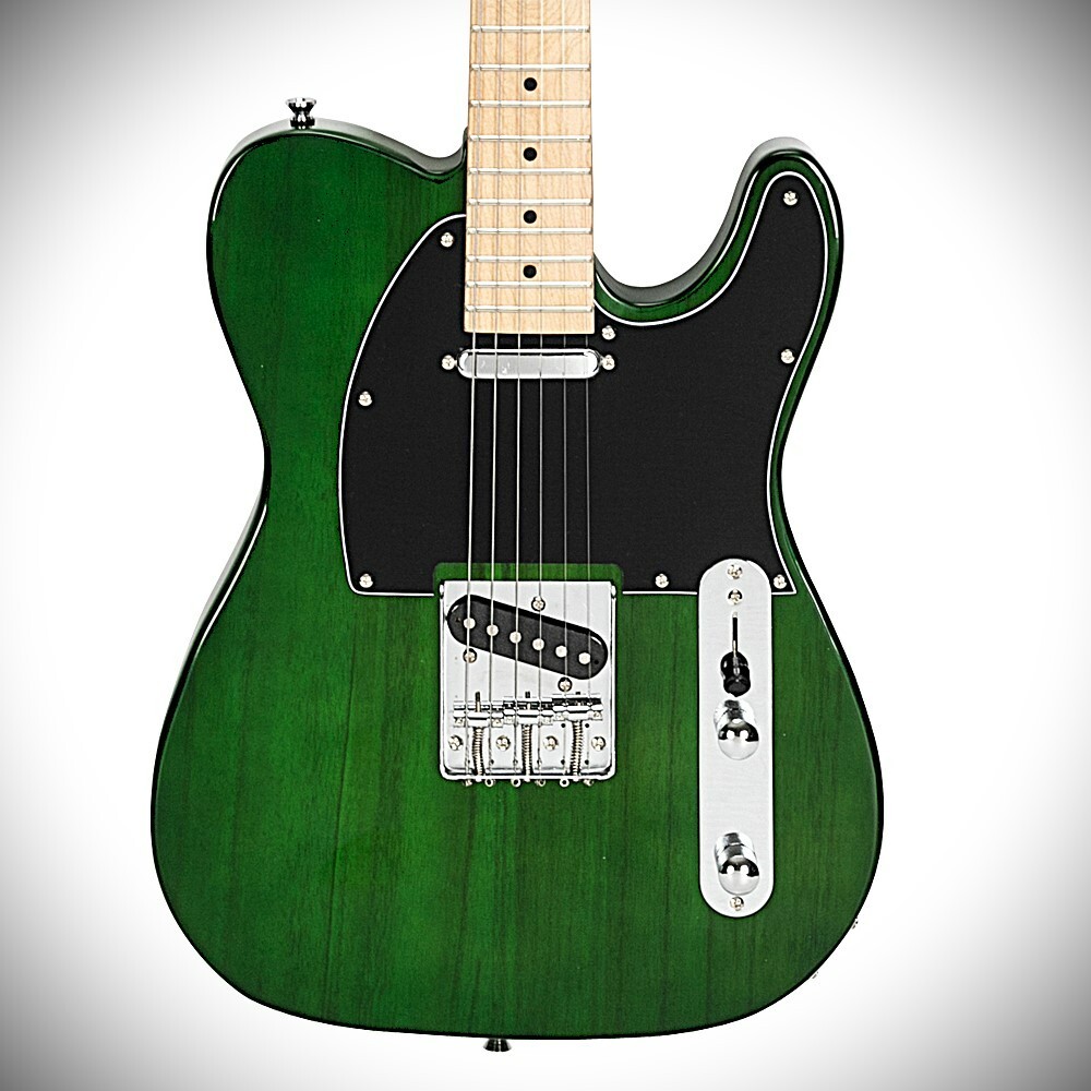 Full-Size Trans Green Tele Style Solid Body Electric Guitar Package w/ Gig Bag