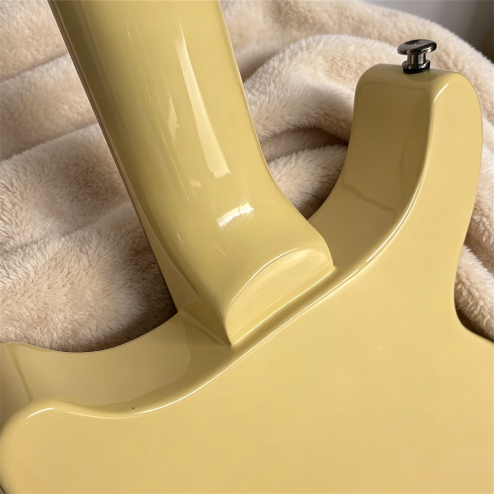 Junior Solid Electric Guitar Double Cutaway P-90 Pickups Stainless Fret Cream