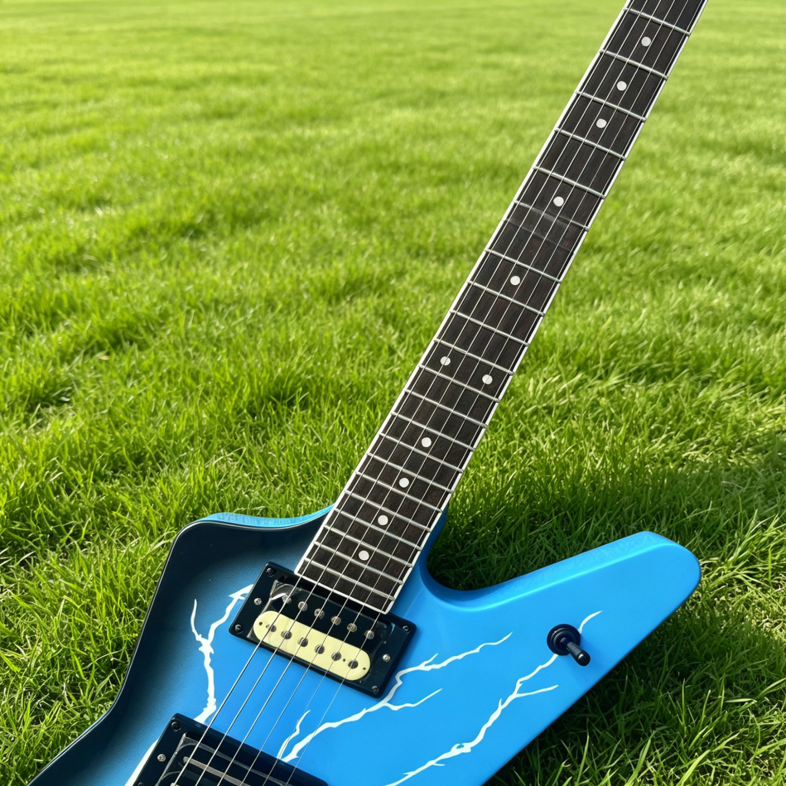 US warehouse Dimebag Dean Electric Guitar Blue Tremolo Bridge Black Hardware