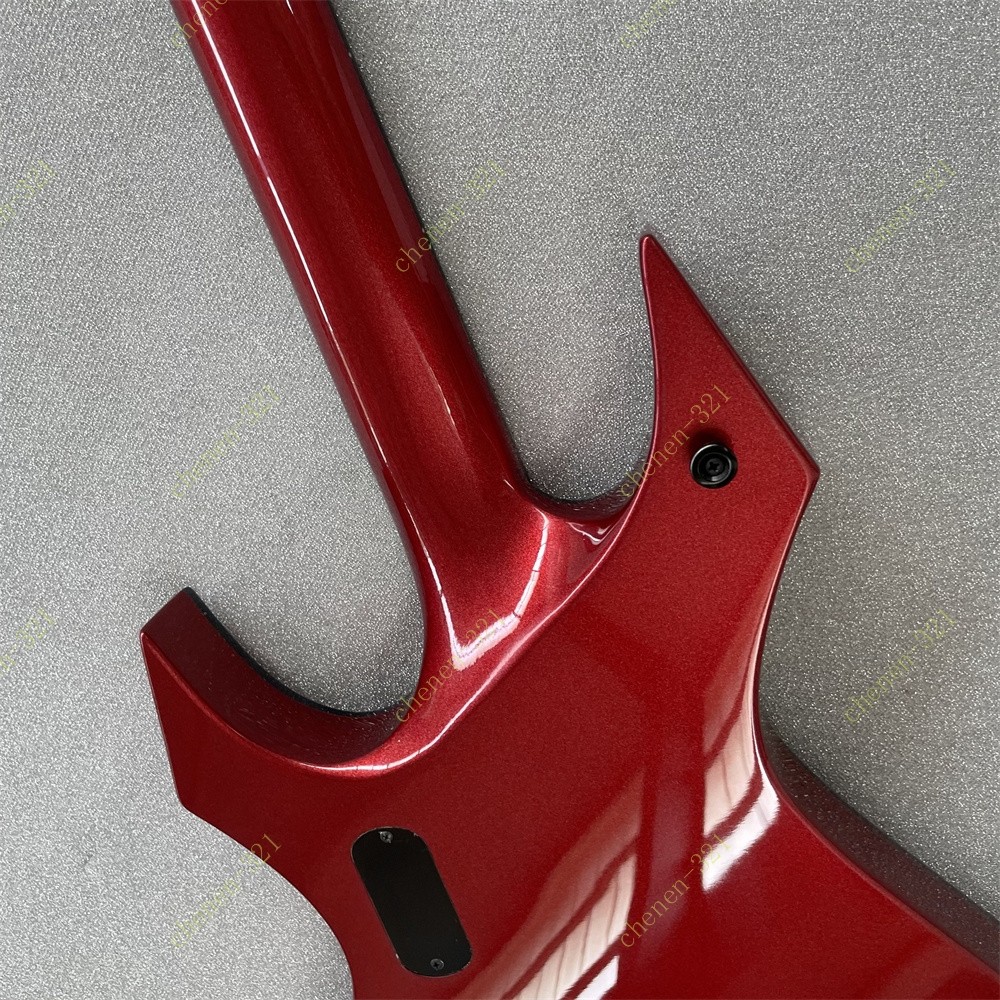 Ledux Solid Body Electric Guitar HH Pickup Fixed Bridge Metallic Red Fast Ship