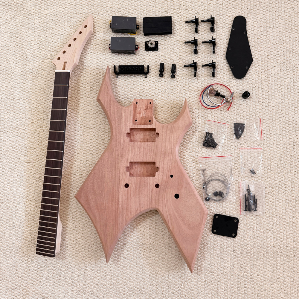 DIY BC Rich Warlock Electric Guitar Kit Double Humbucker Pickups BK part bolt-on