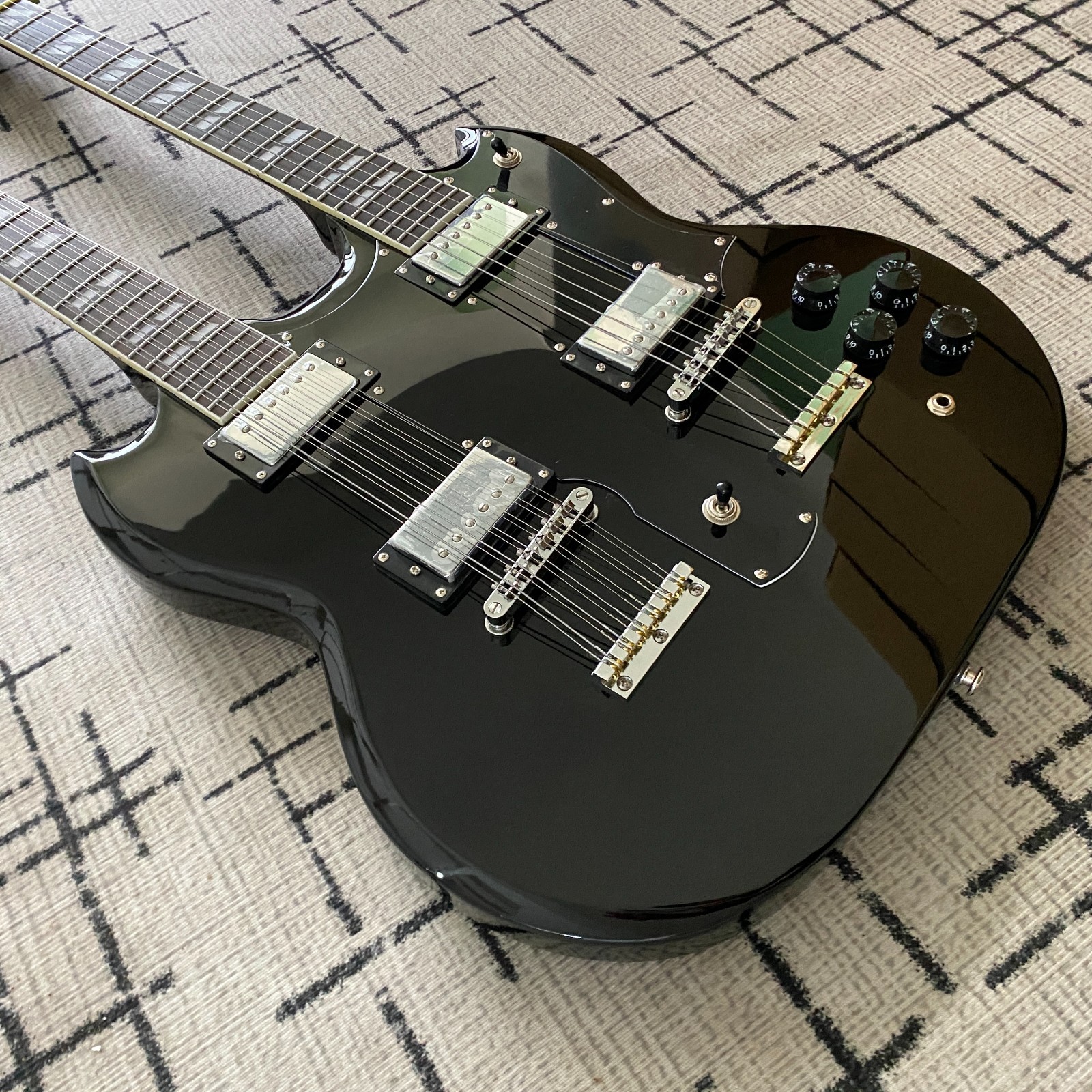SG Double Neck Electric Guitar Jimmy Page 12+6 Black