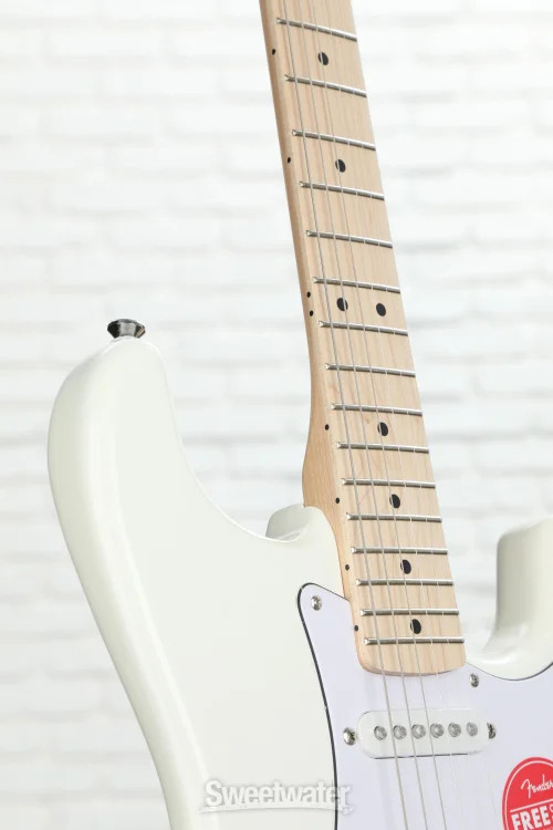 Squier Affinity Series Stratocaster Electric Guitar – Olympic White with Maple