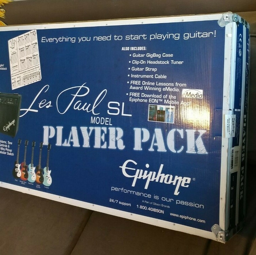 Epiphone Les Paul SL Bundle Player Pack Pacific Blue. Brand New w/box. Amp, etc.