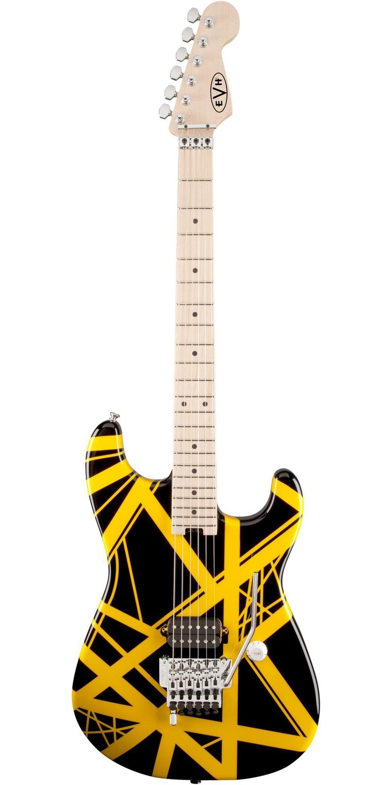 EVH Striped Series Electric Guitar Black with Yellow Stripes