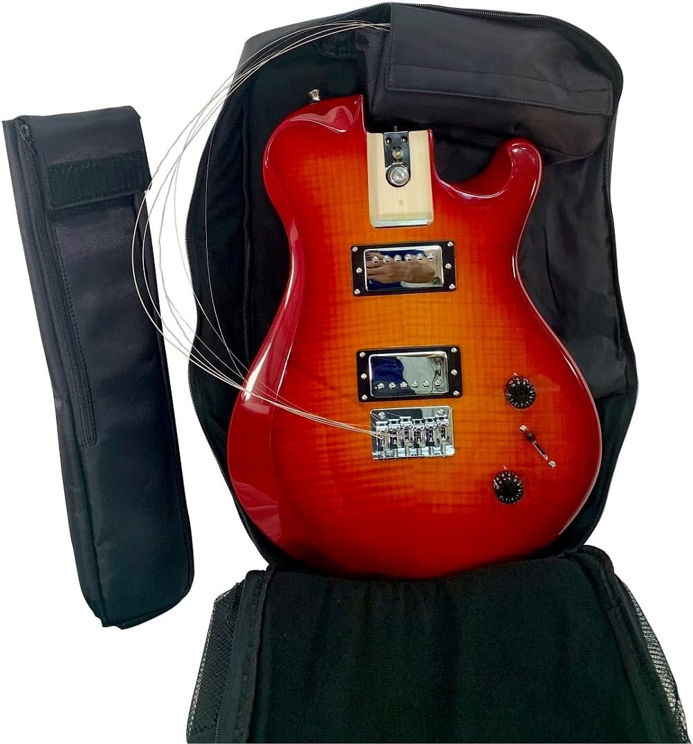 Journey Instruments – OE990CB CHERRY Overhead Collapsible Electric Travel Guitar