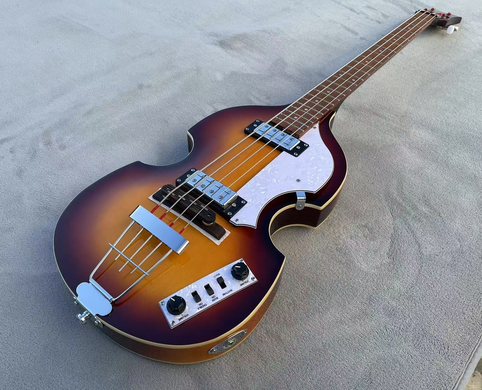 Flaws 30″ HI-BB Electric Violin Bass Guitar Semi-Hollowbody Glossy Finished