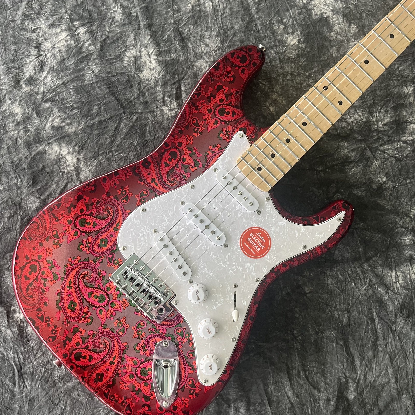 Red S-T Burst Paisley Electric Guitar Stainless Rounded fret Edge no logo