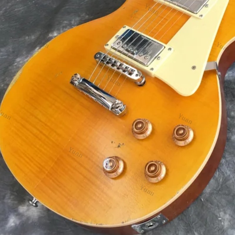 Heavy Aged Honey Burst Electric Guitar HH Pickups Chrome Hardware Stainless Fret
