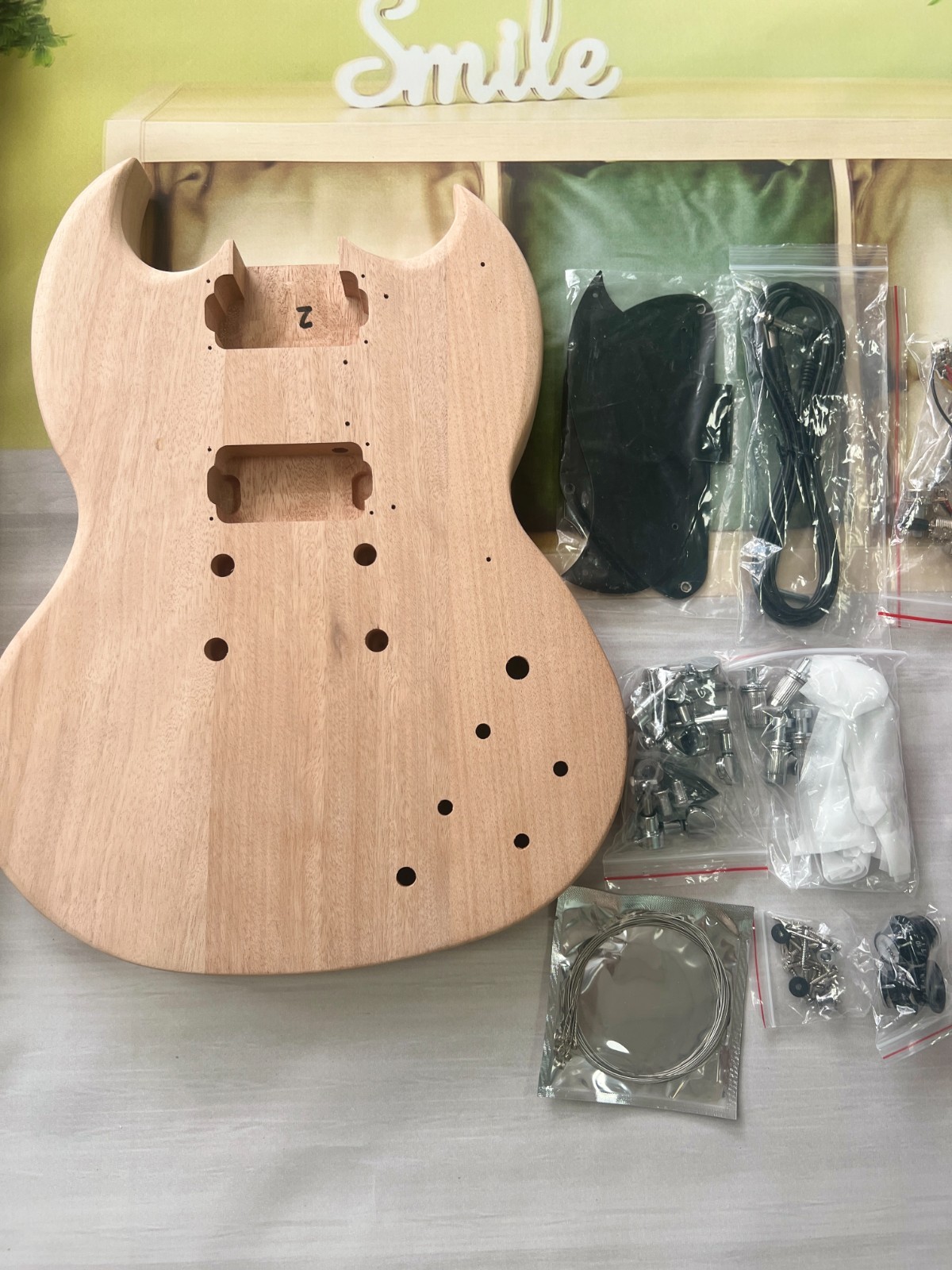 SG DIY Electric Guitar Kit Unfinished Maple Neck Rosewood Fretboard