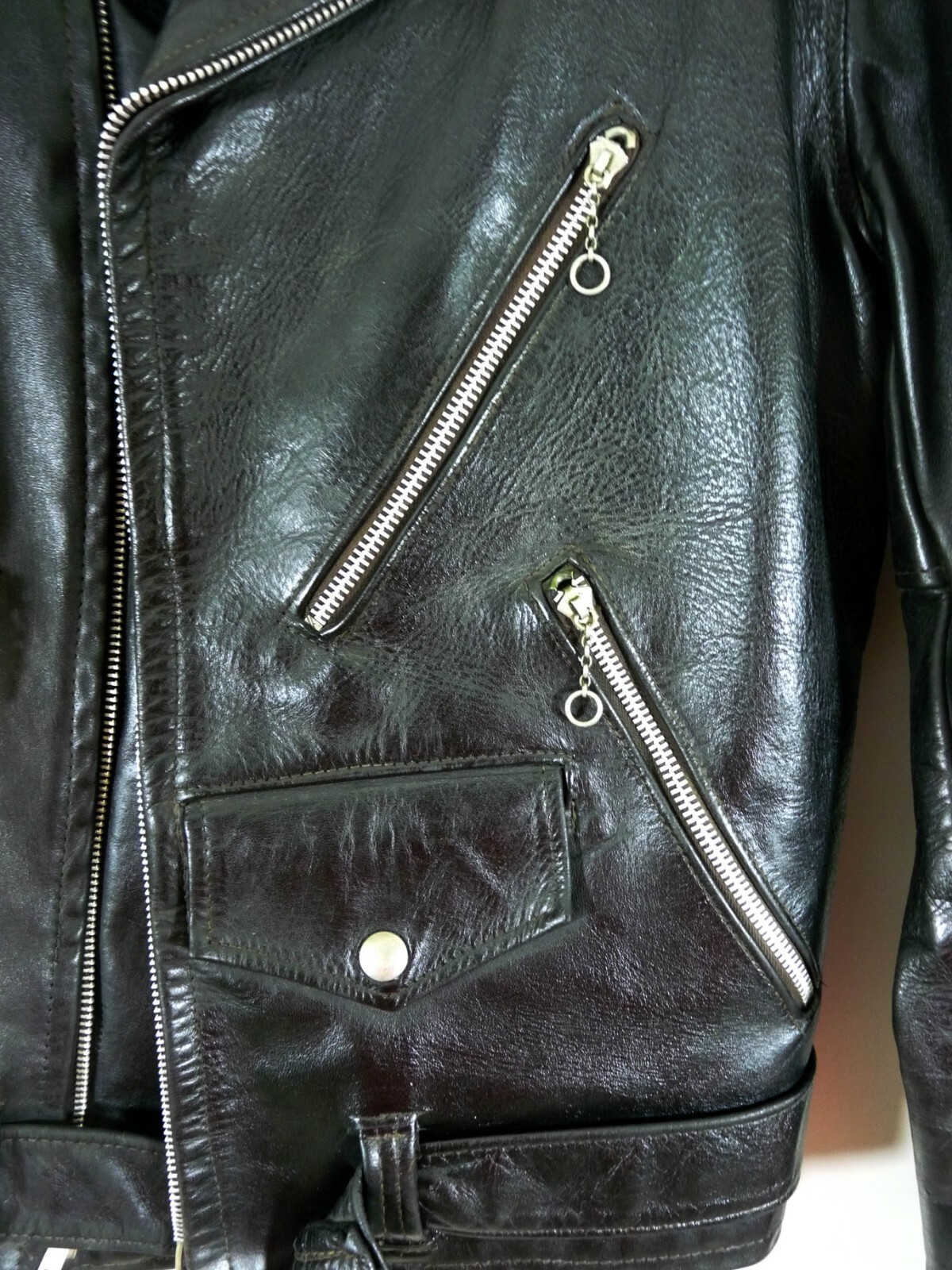 Vintage Grais Pony Leather Genuine Motorcycle Jacket Durable Classic Cafe Racer