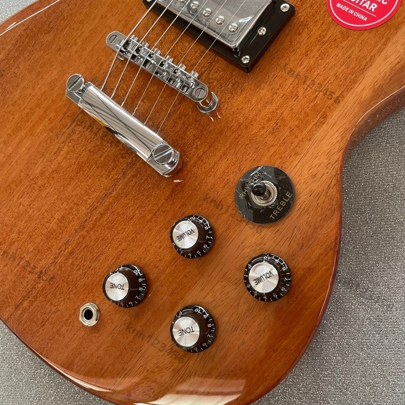 Electric Guitar Natural Mahogany Finish Bone Nut Stainless Rounded Fret Edge HH