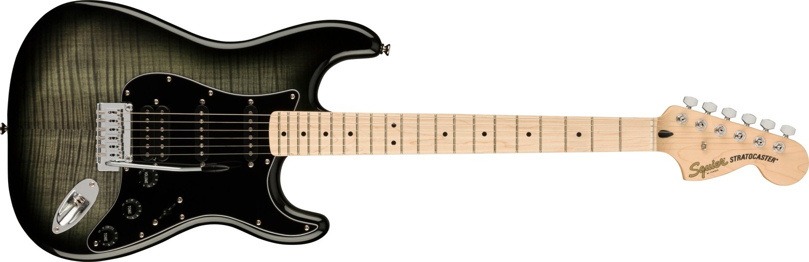 Squier Affinity Stratocaster FMT HSS Electric Guitar, Maple FB, Black Burst