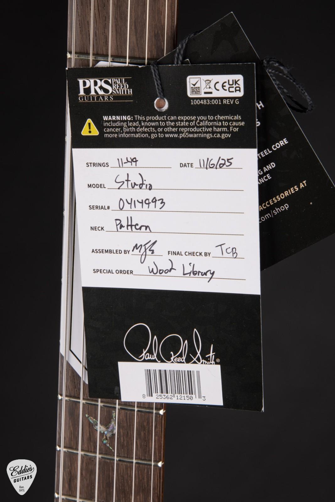 PRS Eddie’s Guitars Wood Library Studio Swamp Ash/Brazilian – Blue Matteo