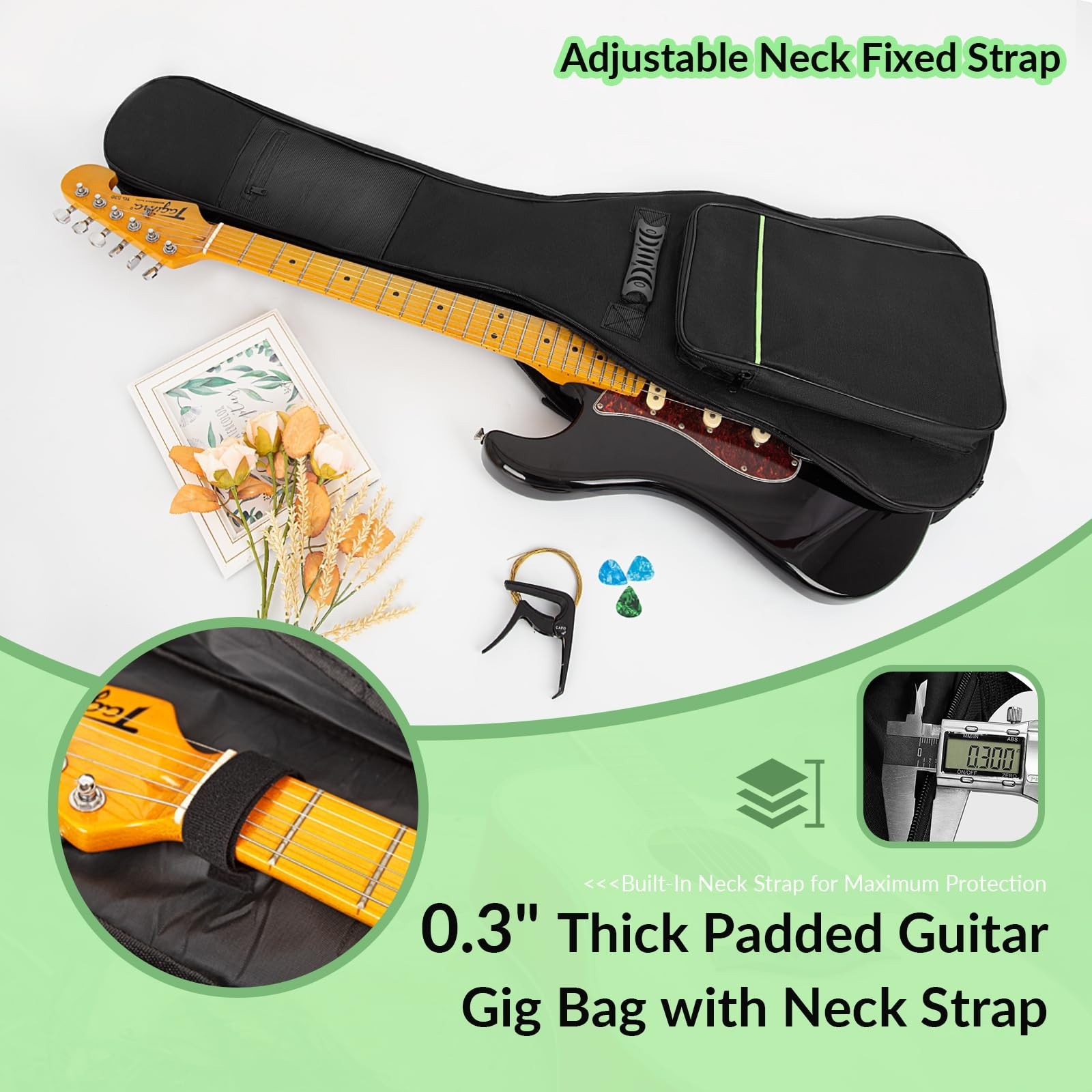 39 Inch Electric Guitar Bag 7mm Padding Waterproof Electric Guitar Case, Elec…