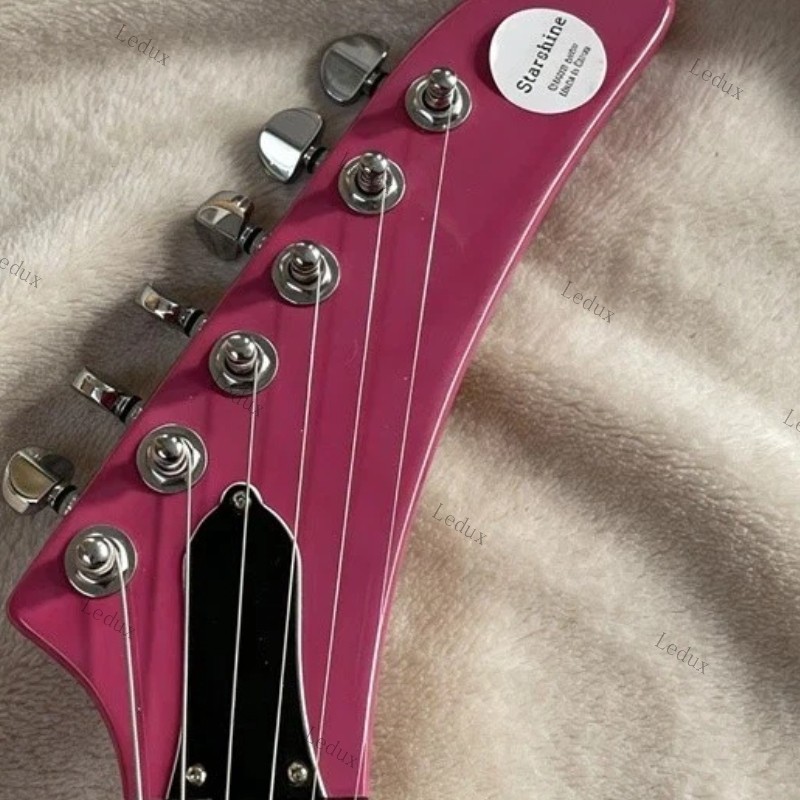 New Ledux Pink Electric Guitar H-H Pickups Rosewood Fingerboard Chrome Hardware