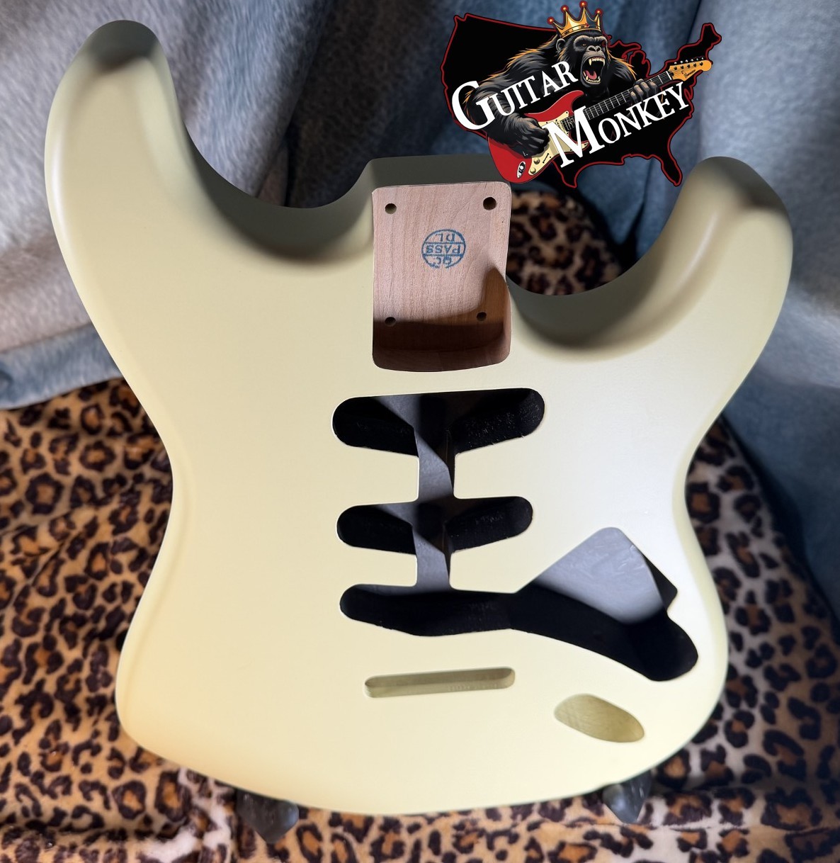 Vintage Cream Satin Nitro Replacement Strat American Alder w Shielding 4.11 lbs