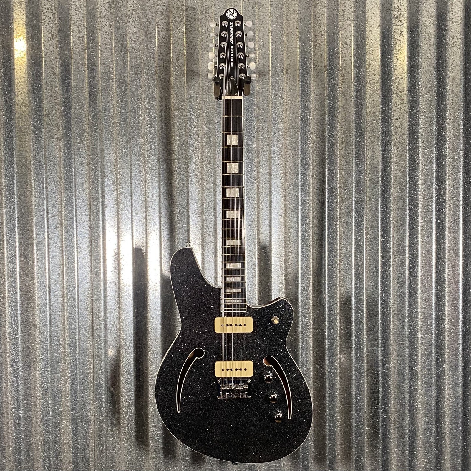Reverend Airwave 12 String Black Sparkle Semi Hollow Guitar #71265