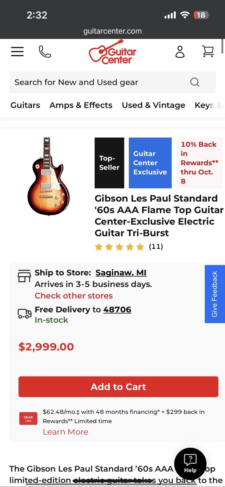 Gibson Les Paul Standard ’60s AAA Flame Top Limited-Edition Electric Guitar