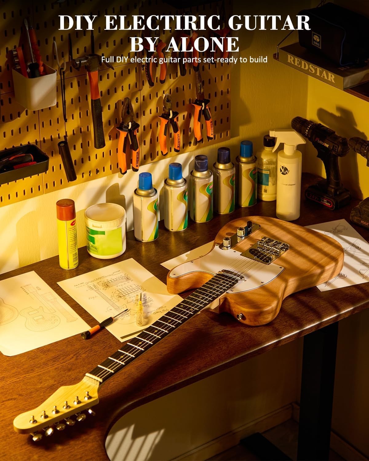 Easy Assembly DIY Electric Guitar Kit, All Parts Included