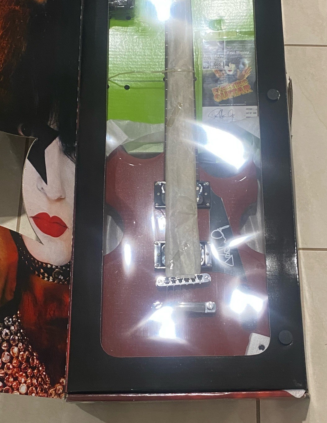 Paul Stanley Hand Signed Red Kiss Electric Guitar Lyon By Washburn Picks 2007