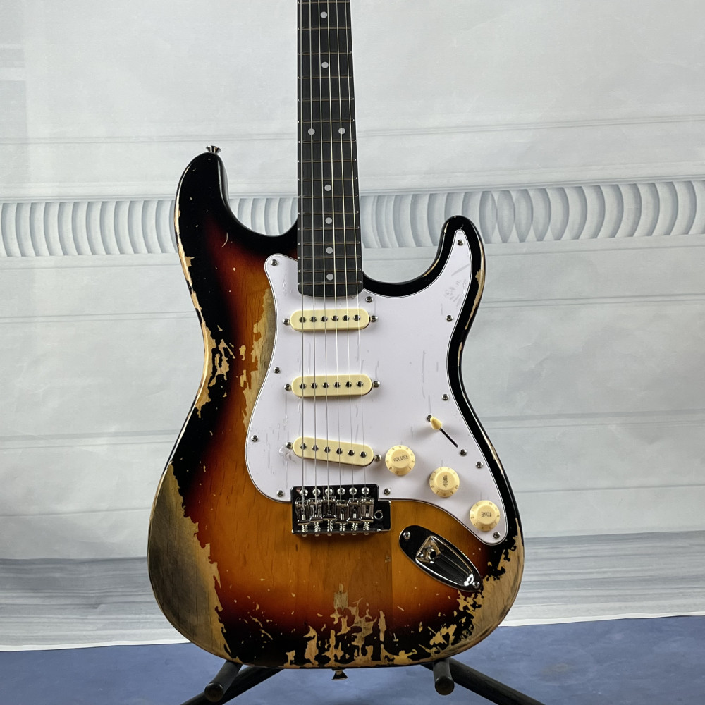 In stock Heavy Relics Sunburst Aged Electric Guitar Rosewood Fingerboard 21 fret