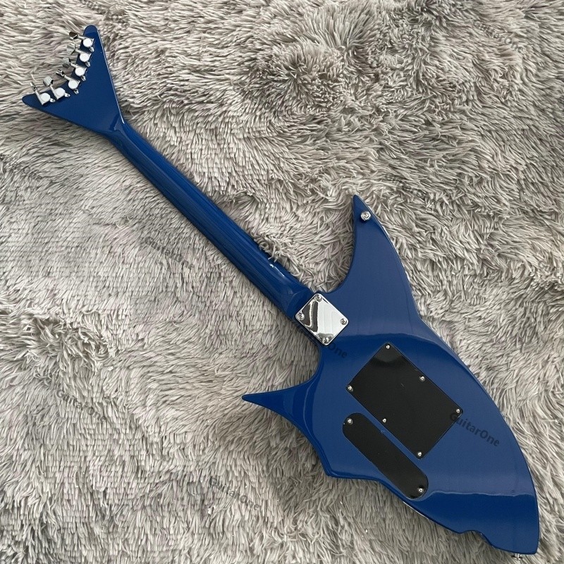 solid body Shark Shape electric guitar H-S-H Pickups blue Tailfin Headstock