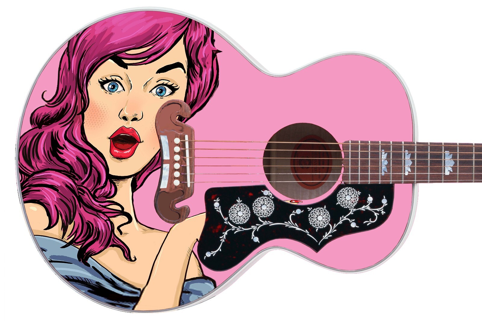 Guitar Wrap Skin Axe Re-Skin Pop Rock Biggest Fan Groupie Girl 1210