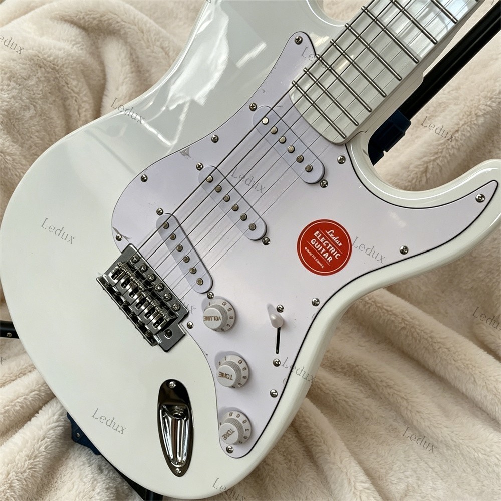 New Snow White Electric Guitar S-S-S Pickup 21 Fret Maple Fretboard Chrome Parts