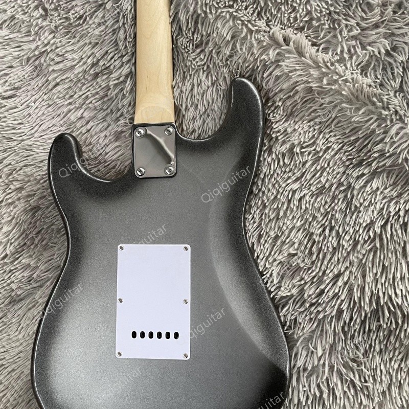 High Quality Metallic Silver Electric Guitar Solid Body Maple Neck Classic Rock