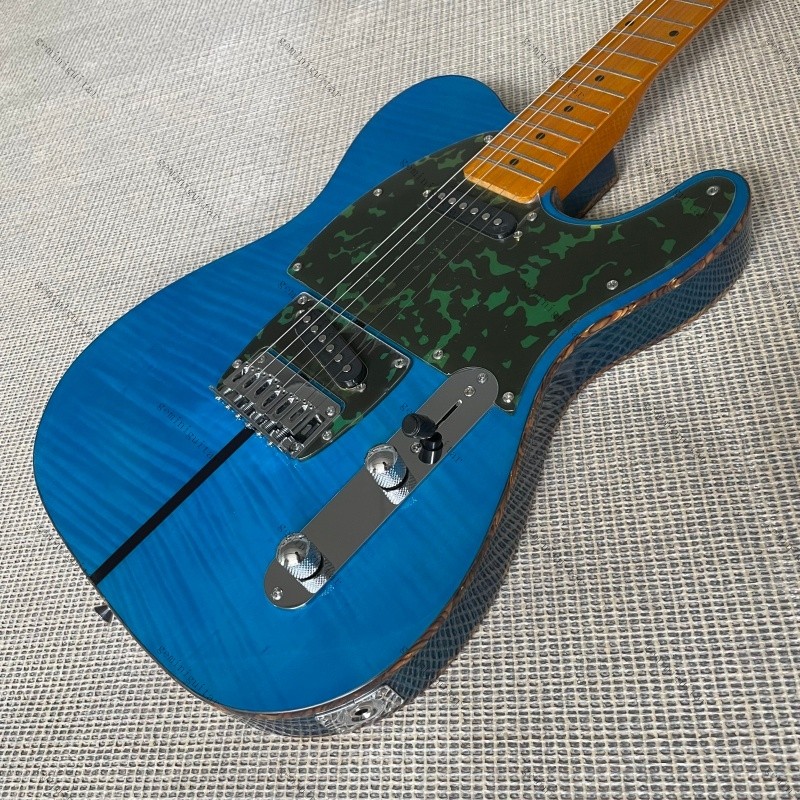 solid T-L electric guitar cat blue SSS pickups maple fretboard free shipping