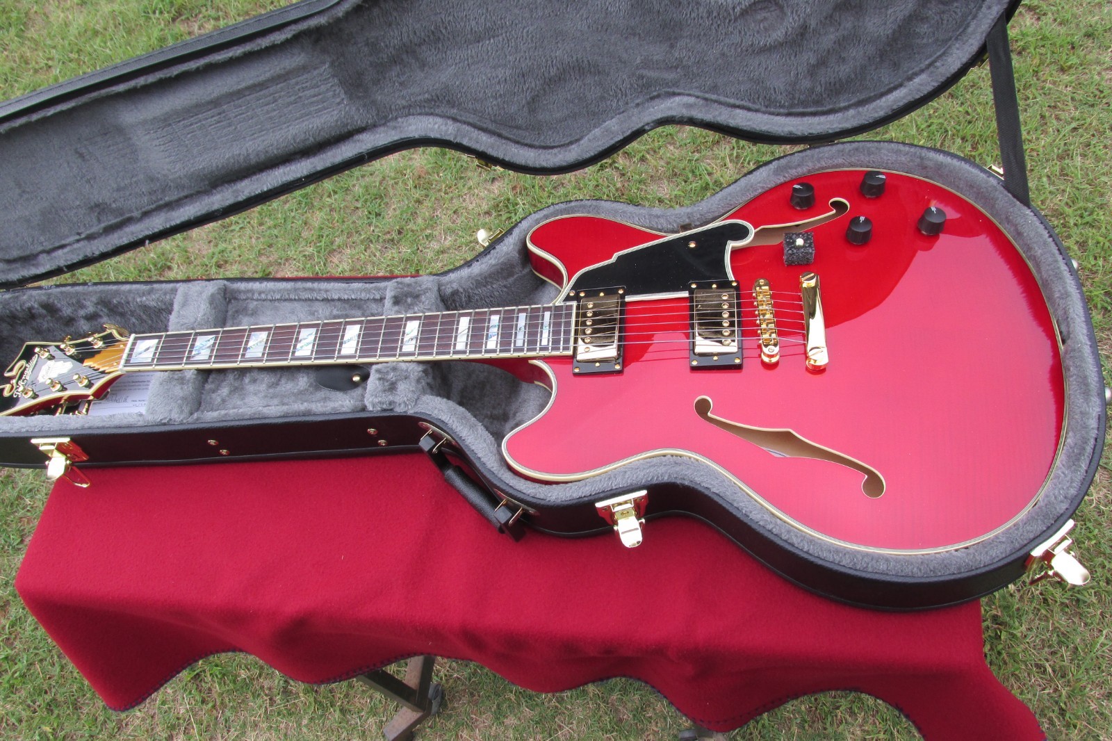 D’Angelico EXCEL DC Semi-Hollowbody Electric Guitar with Case-NEW-Trans Cherry
