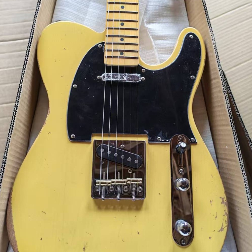 Custom 52s TL Heavy Aged Cream Yellow Electric Guitar SS Pickups 6String Ship US