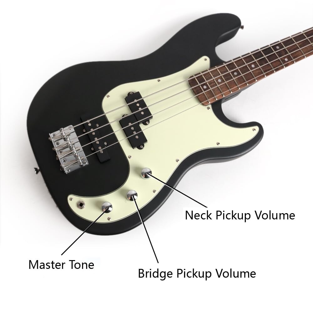 Full size electric PJ bass set with amplifier gigbag strap strings metallic BLK