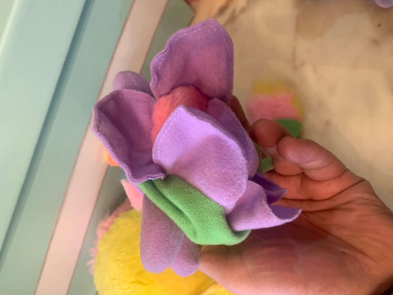 VINTAGE LOT toy DOLL POPPLES BAG MATTEL 1986-87 chips YELLOW BASKET PINK PURPLE