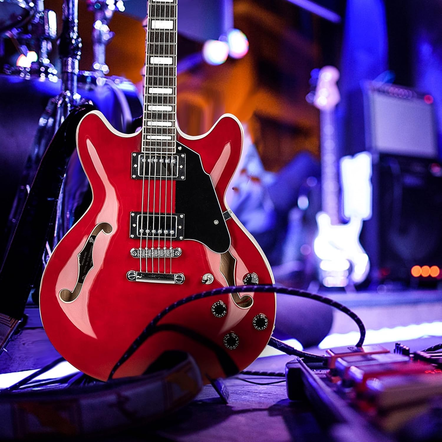 Versatile Red Electric Guitar with P-90 Pickup & Instant Playability Accessories