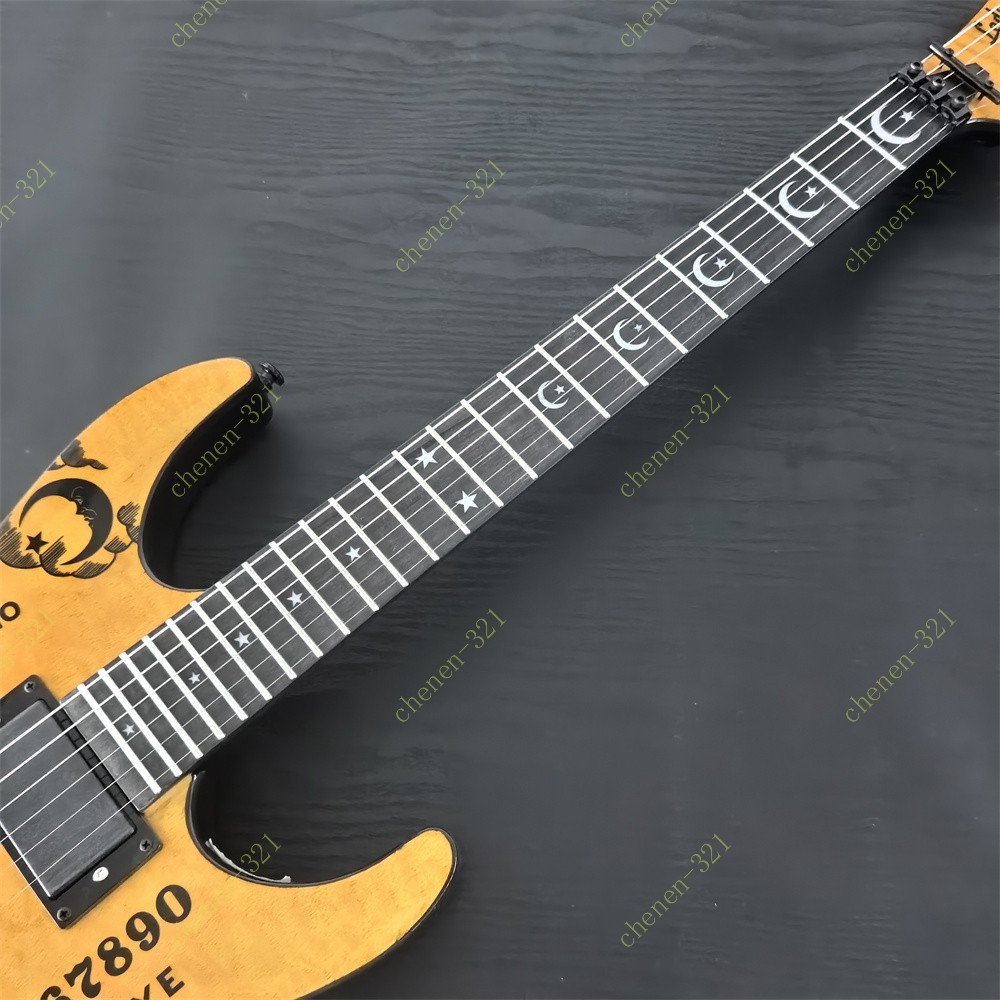 Ledux Solid Electric Guitar Stainless Fret FR Bridge Quilted Maple Top Yellow