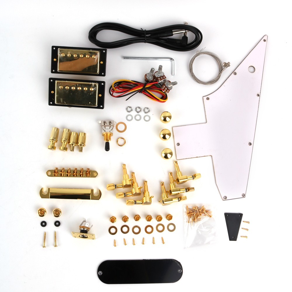 DIY Electric Guitar Kit Genuine Mahogany BD Neck Rosewood FB Set In Golden Part